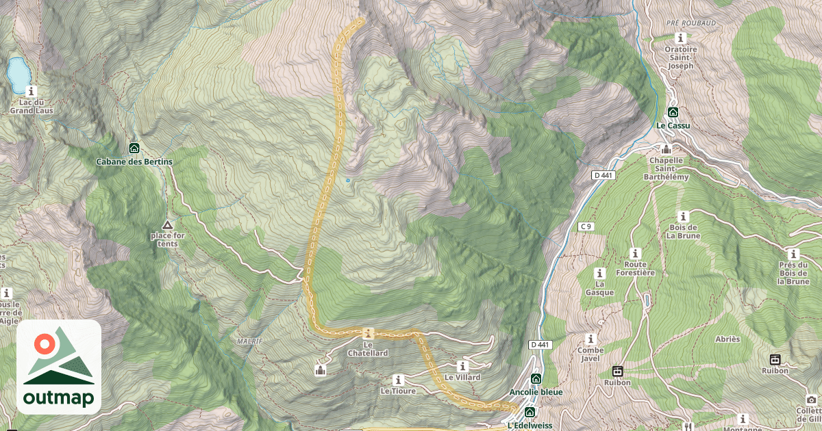 Map of Crête de Clausis — Abriès