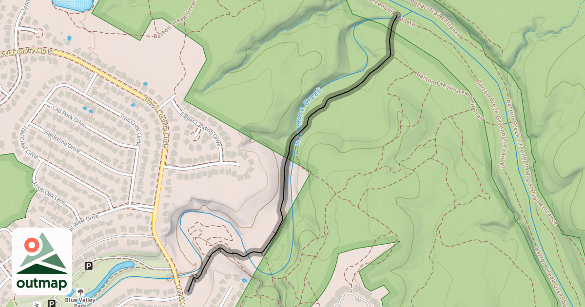 Map of Barton Creek Greenbelt Trail