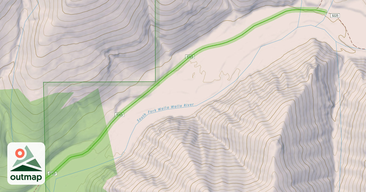 Map of South Fork Walla Walla Trail #3225