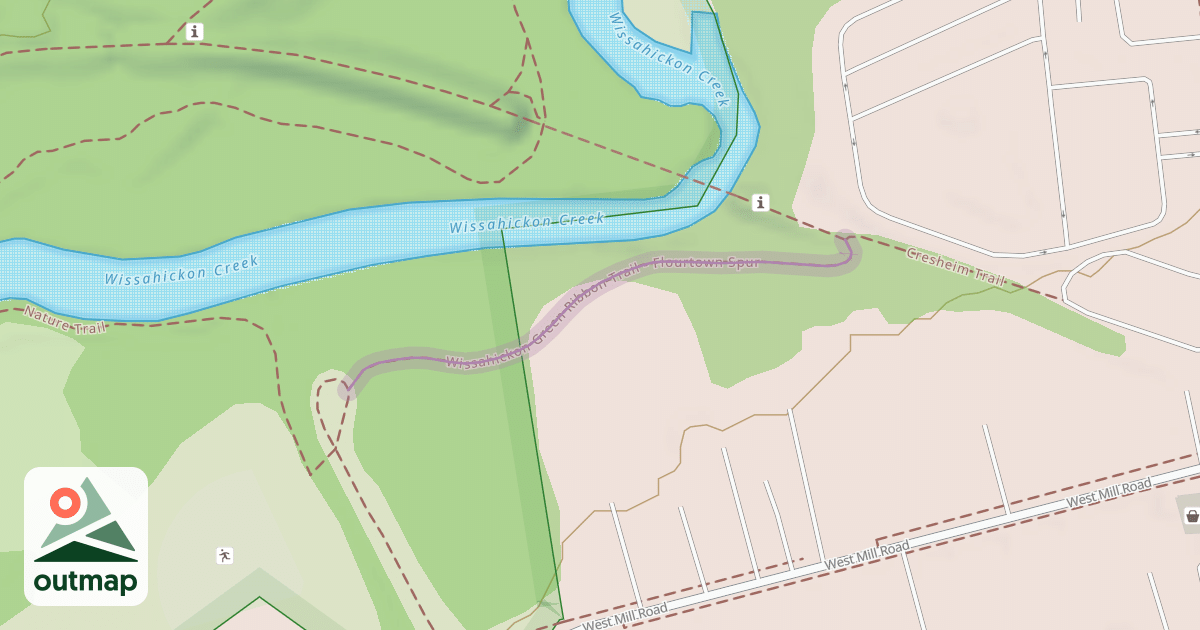 Map of Fort Washington Trail - Flourtown Spur