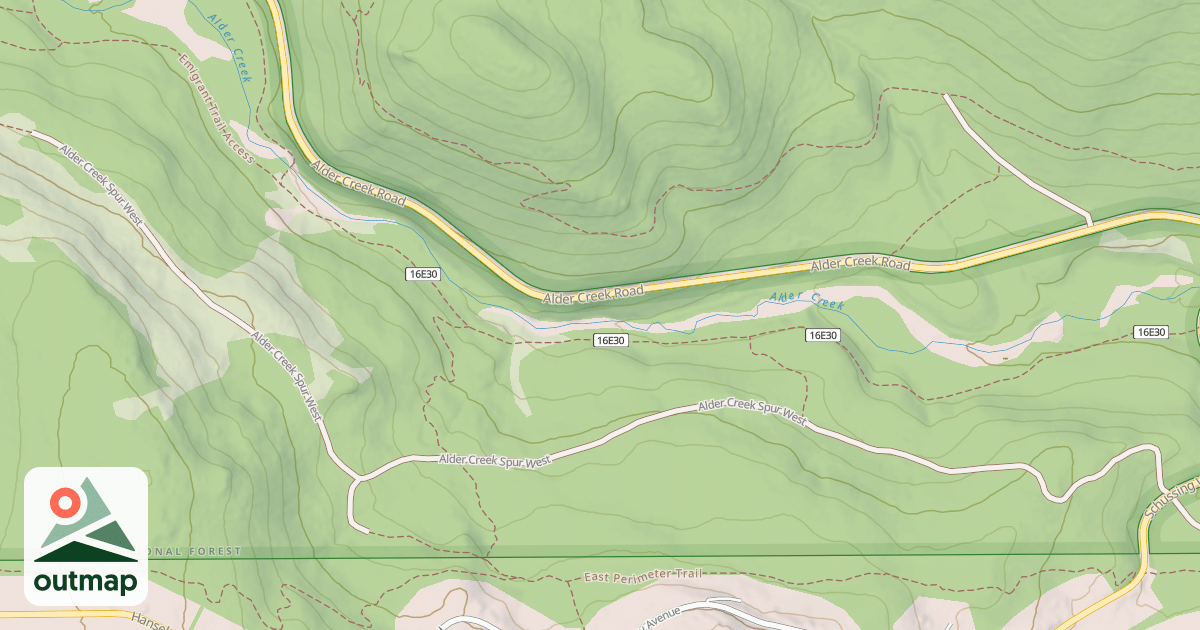 Map of ALDER CREEK SPUR, WEST