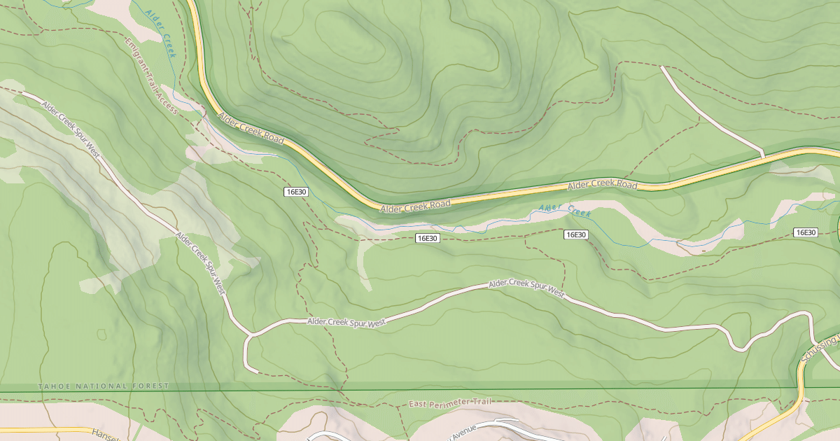 Map preview of ALDER CREEK SPUR, WEST