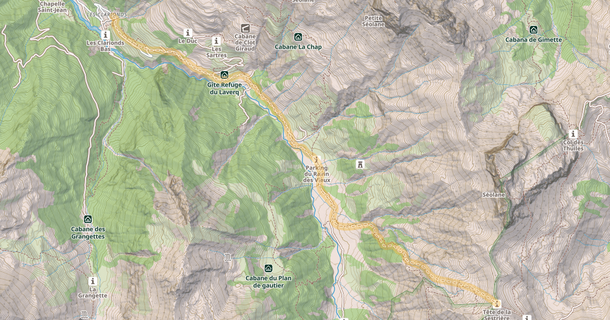 Map preview of Tête de la Sestrière — Les Clarionds