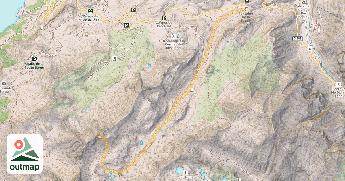 Map of Aiguille du Grand Fond (sous le sommet) — La Fauge