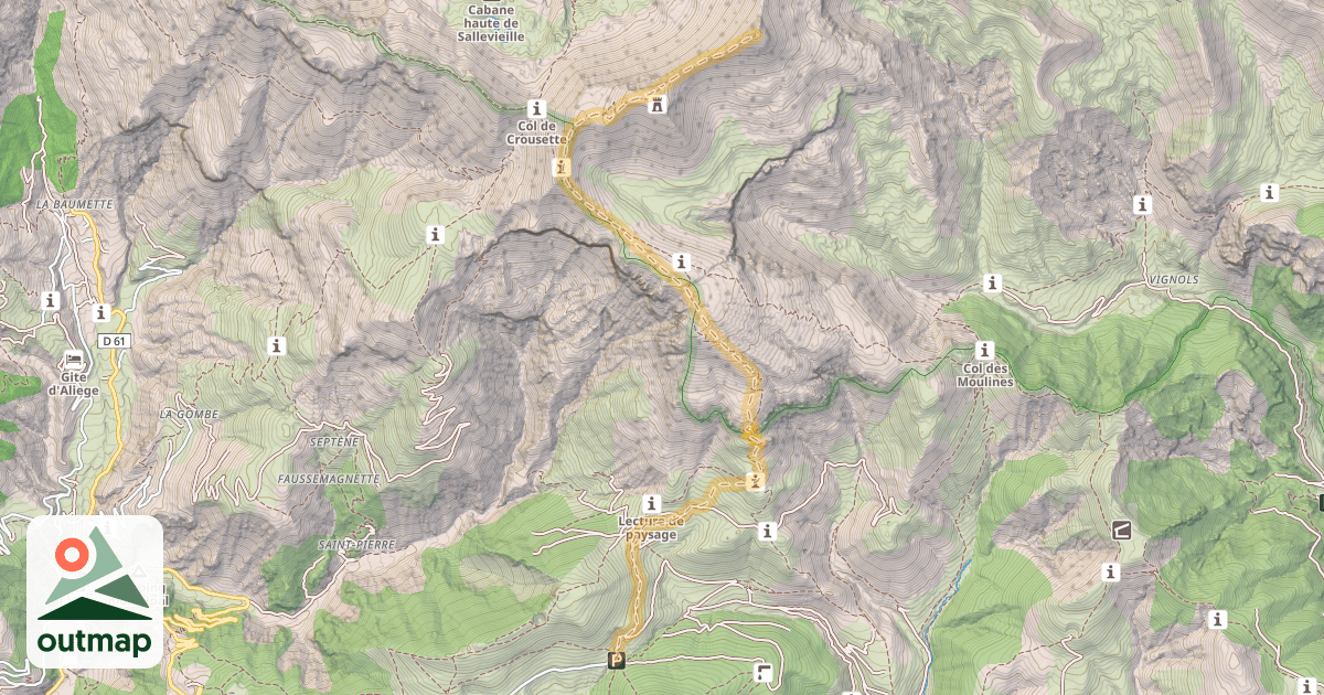 Map of Mont Mounier — Col de l'Espaule