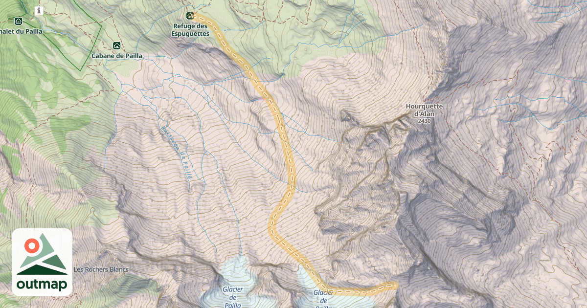 Map of Hourquette de Pailla — Refuge des Espuguettes