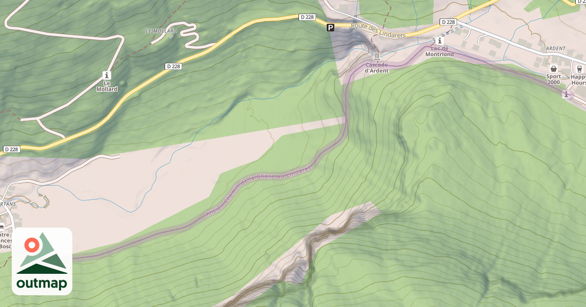 Map of Ancien Chemin de la Glière au Lindaret
