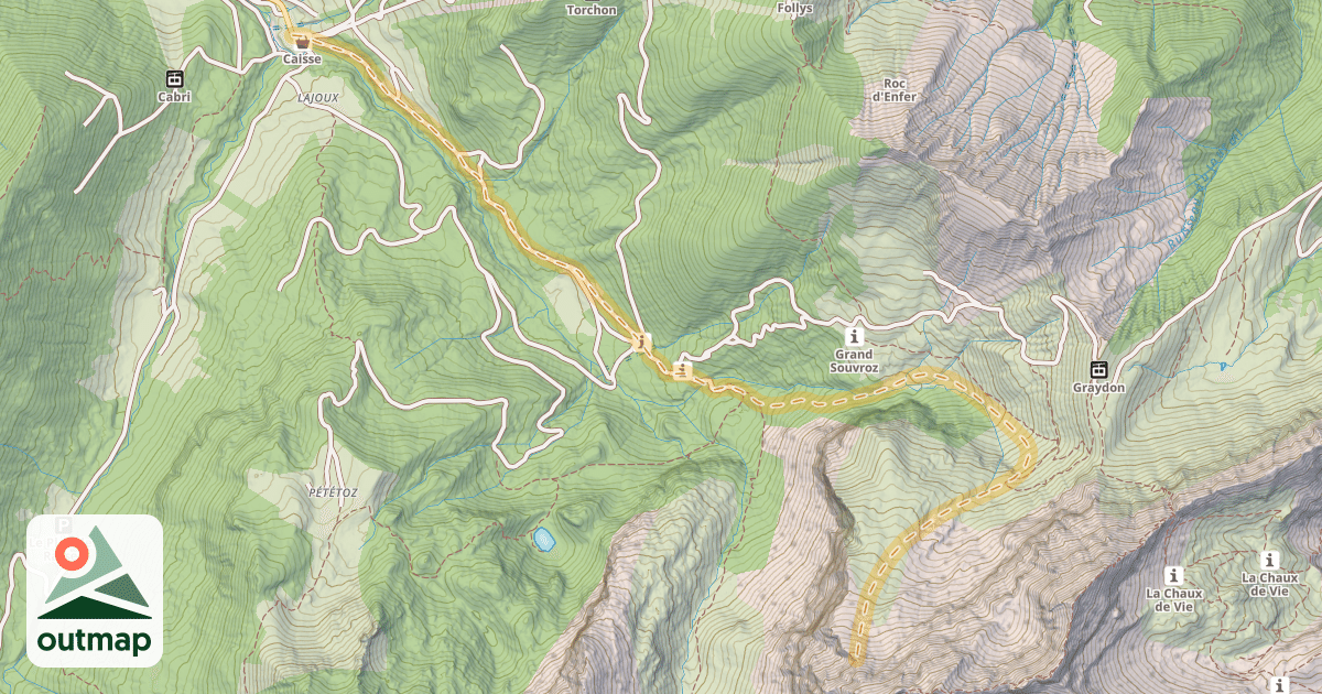 Map of Épaule Ouest du Roc d'Enfer — La Chèvrerie