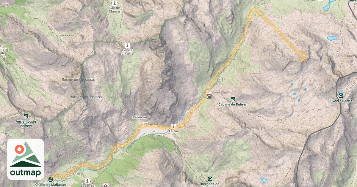 Map of Pointe de Cornascle — Maljasset