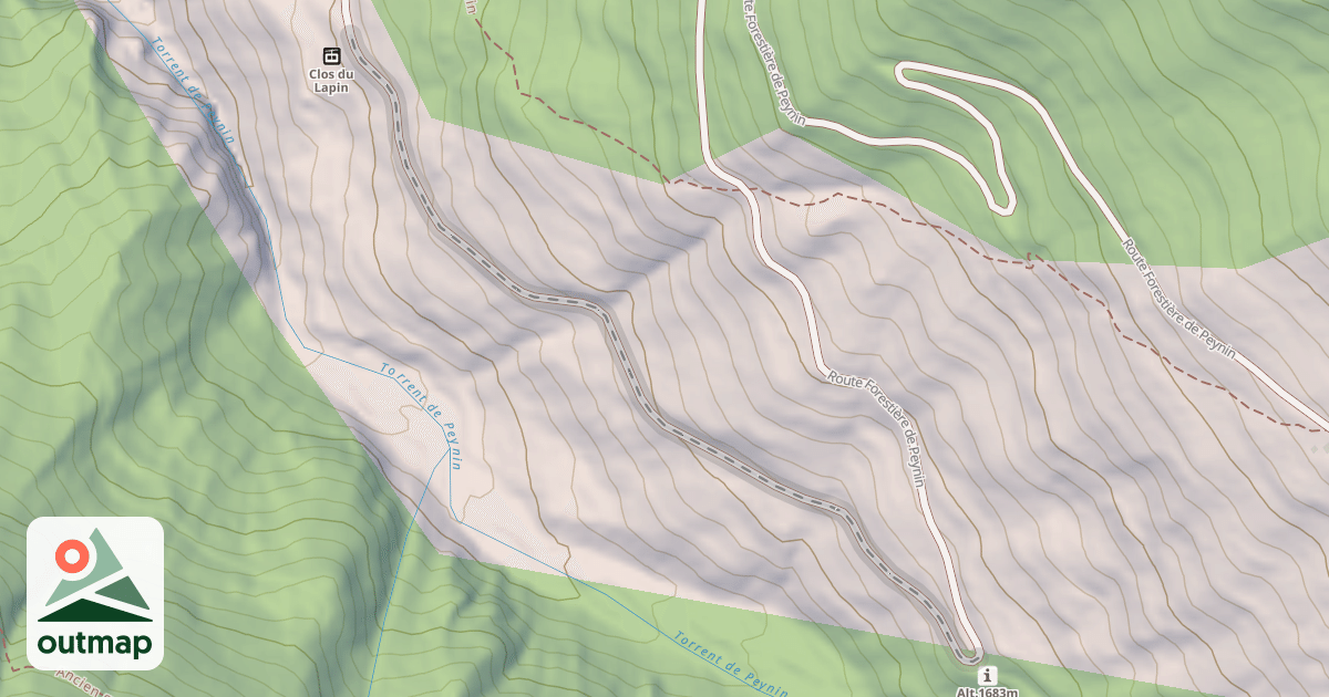 Map of Route Forestière de Peynin