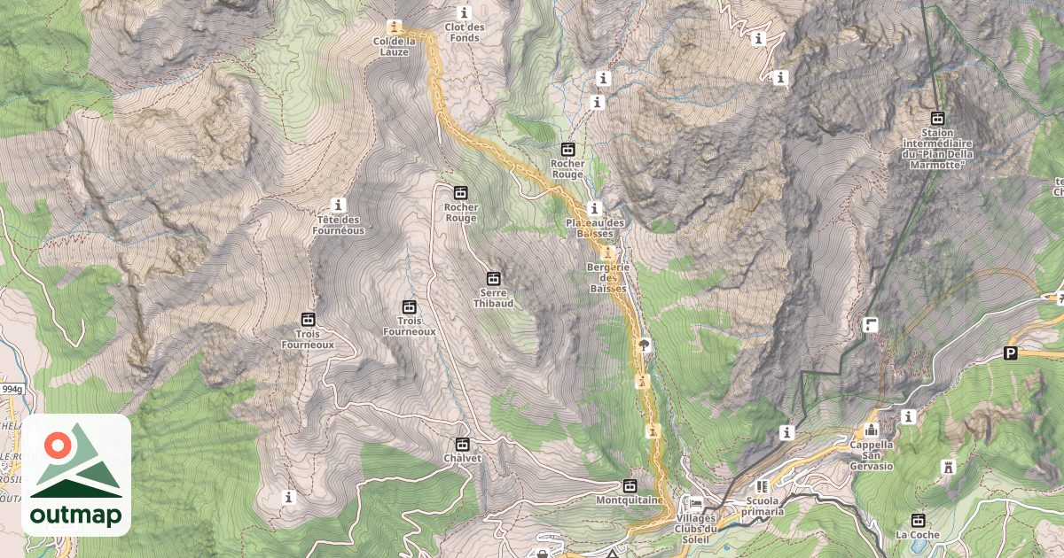 Map of Col de la Lauze — Montgenèvre