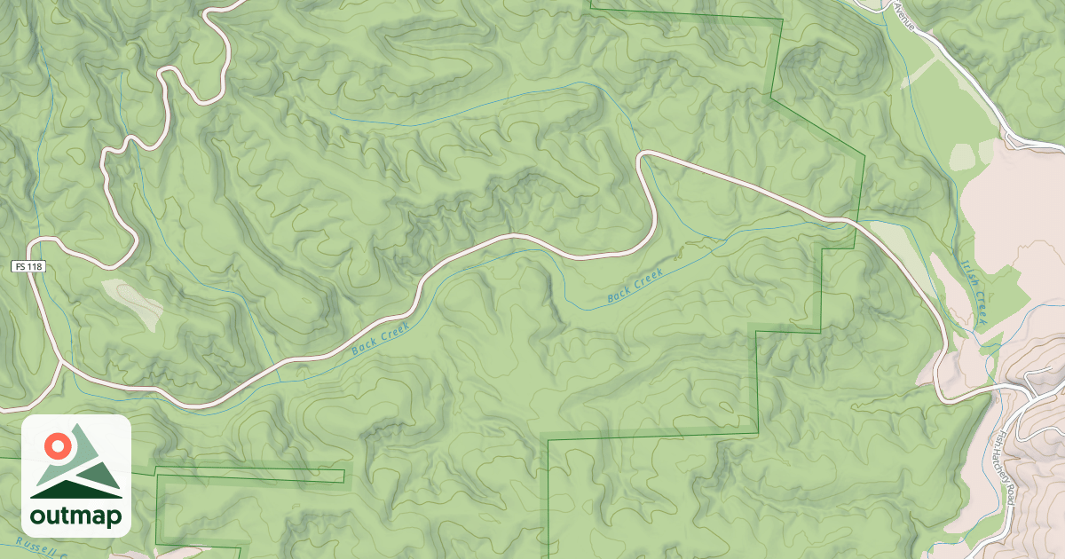 Map of BACK-IRISH CREEK