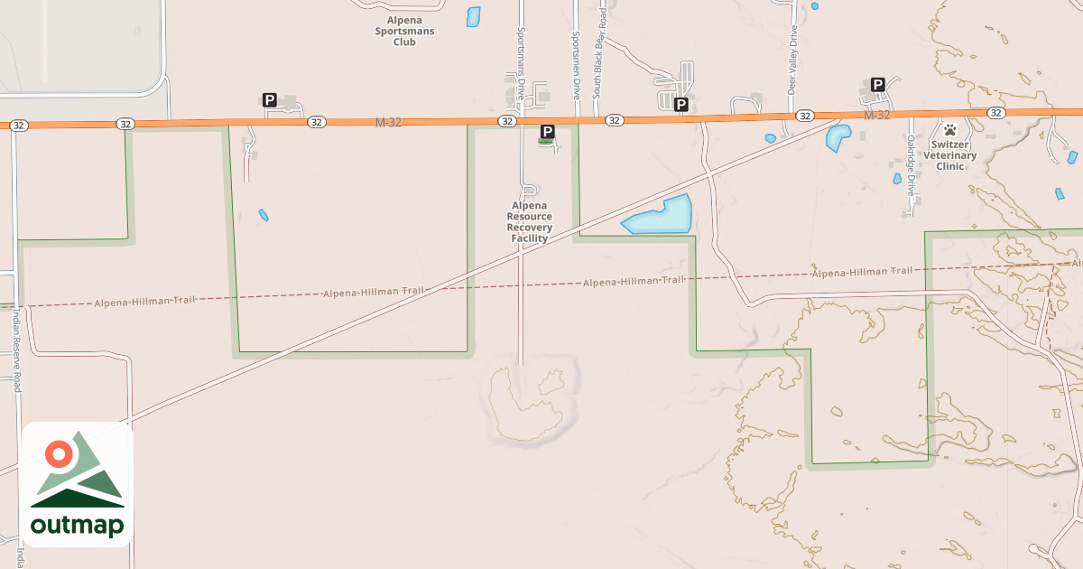 Map of Hillman-alpena State Trail
