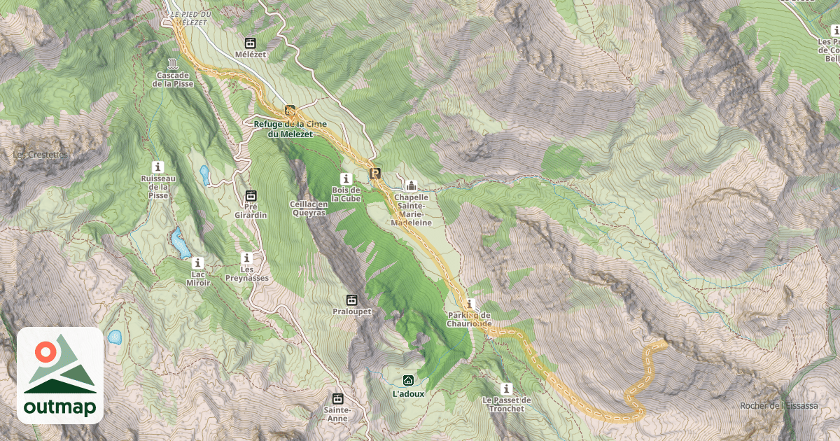 Map of Montagne de la Riche — Pied du Mélezet