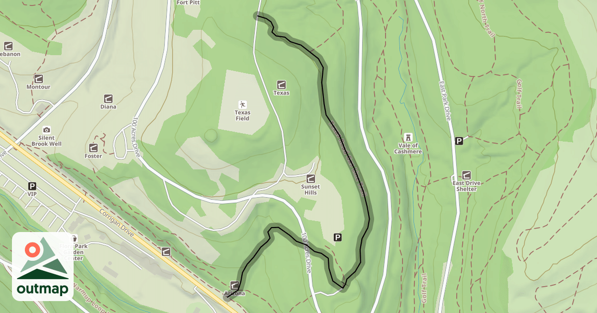Map of Texas Road Gas Line Trail