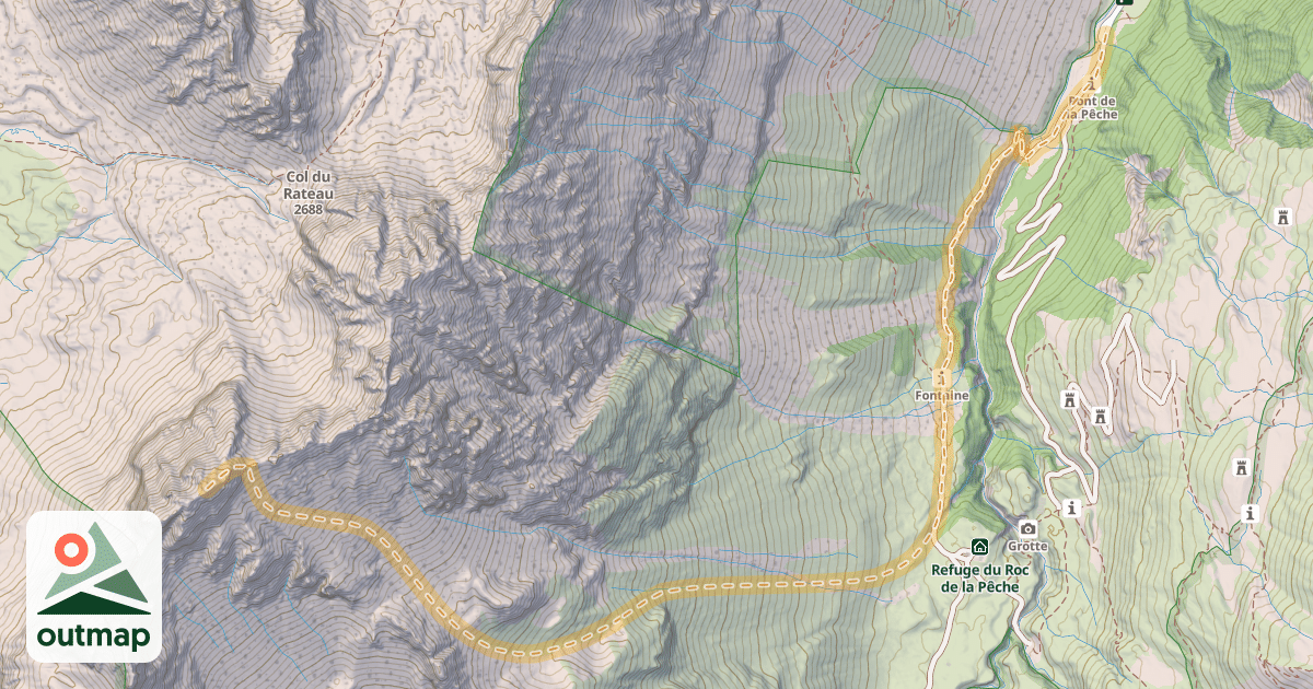 Map of Aiguille de Chanrossa — Pont de la Pêche