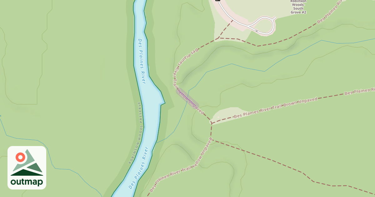 Map of Des Plaines River Trail Yellow Unpaved