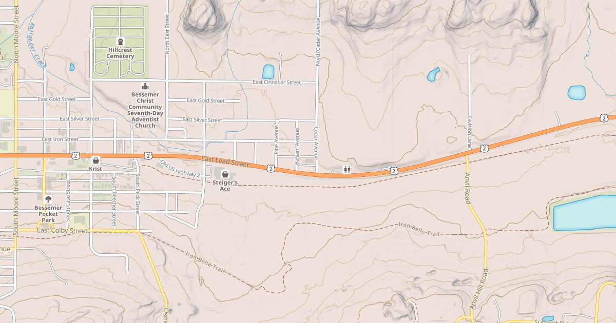 Map preview of Ironwood To Bessemer State Trail