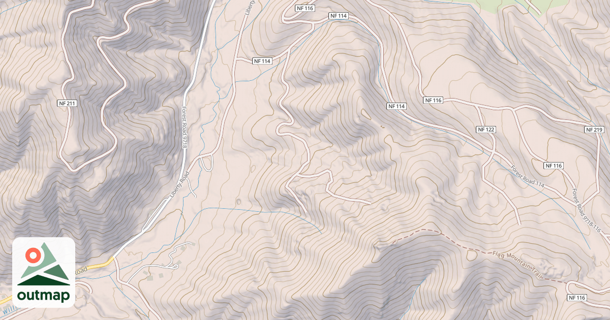 Map of LOWER FLAG MOUNTAIN