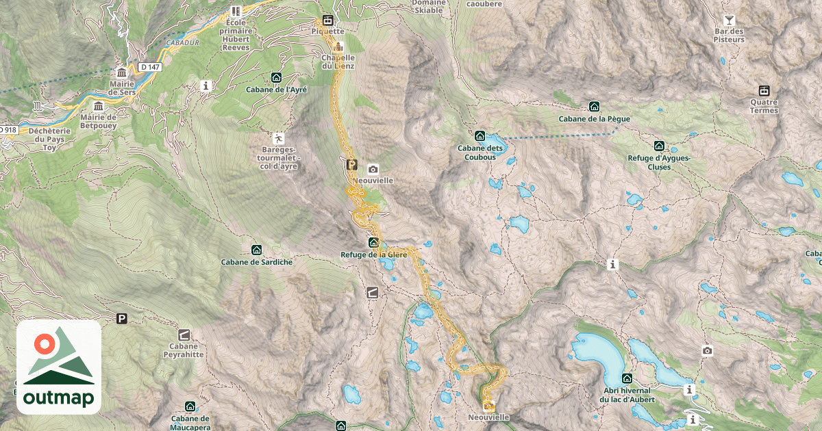 Map of Pic de Néouvielle ou d'Aubert — Barèges