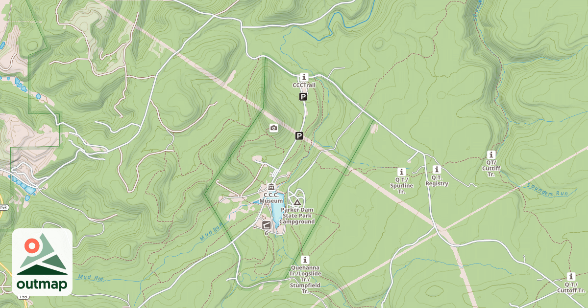 Map of Moshannon State Forest & Parker Dam State Park Snowmobile & Cross Country Skii Trails