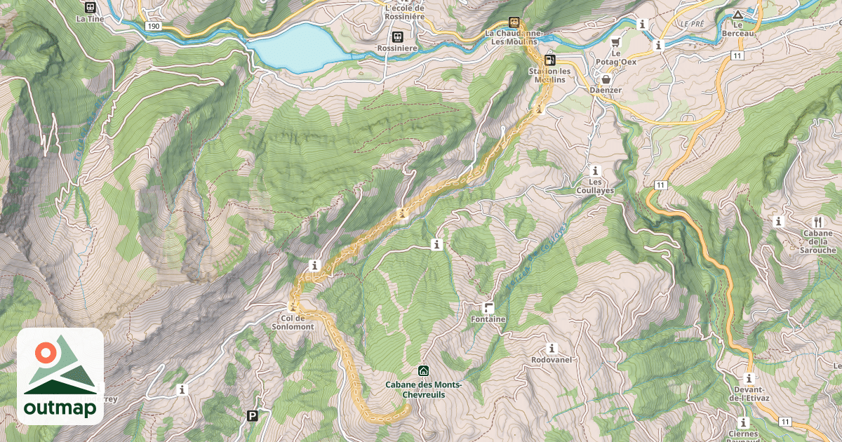 Map of Abfahrt über den Col de Sonlomont nach Les Moulins
