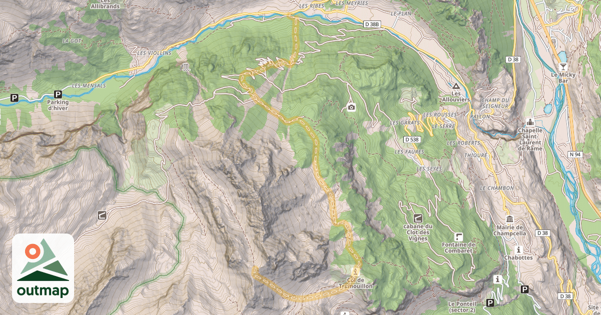 Map of Crête de Gaulent — Freissinières