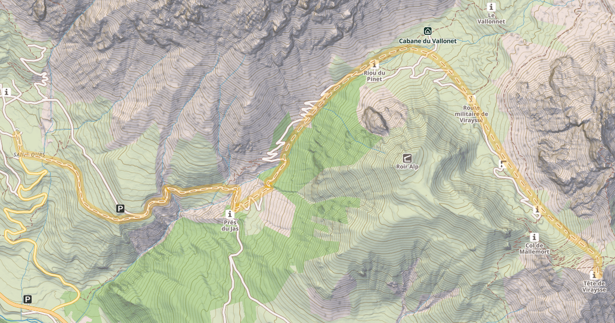 Map preview of Tête de Viraysse — Saint Ours