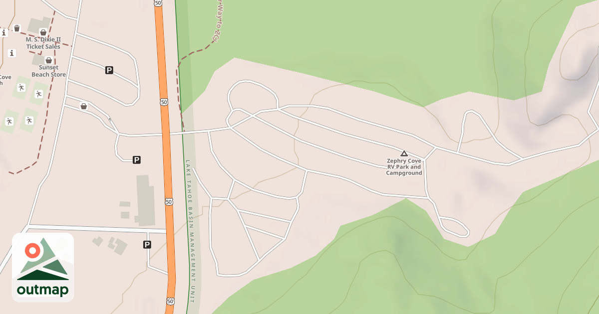 Map of ZEPHYR COVE CAMPGROUND