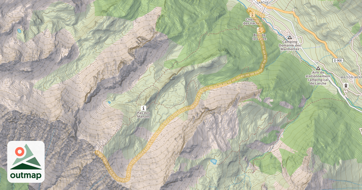 Map of Tête de Plate Longe — Larche