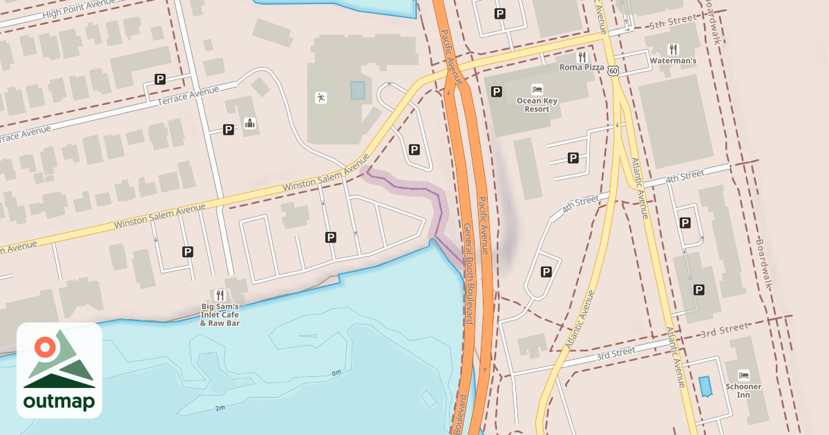 Map of Rudee Inlet Connector Path in Virginia Beach
