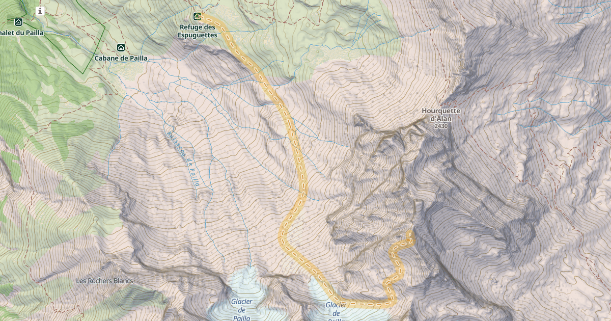 Map preview of Tête de Pailla — Refuge des Espuguettes