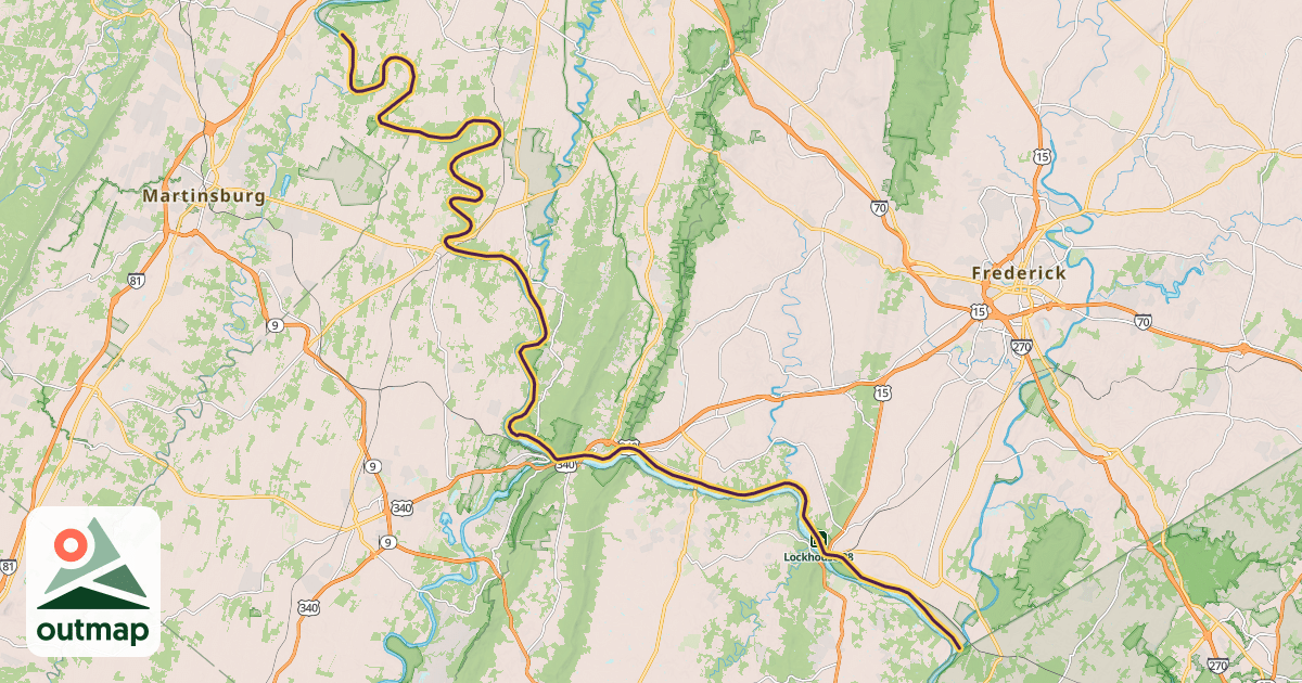 Map of Chesapeake and Ohio Canal Trail