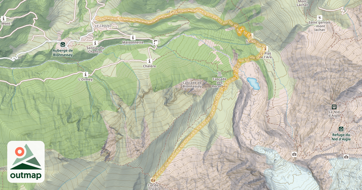 Map of Col de Tricot — Les Bettières