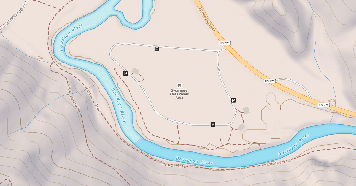 Map preview of SYCAMORE FLATS REC AREA