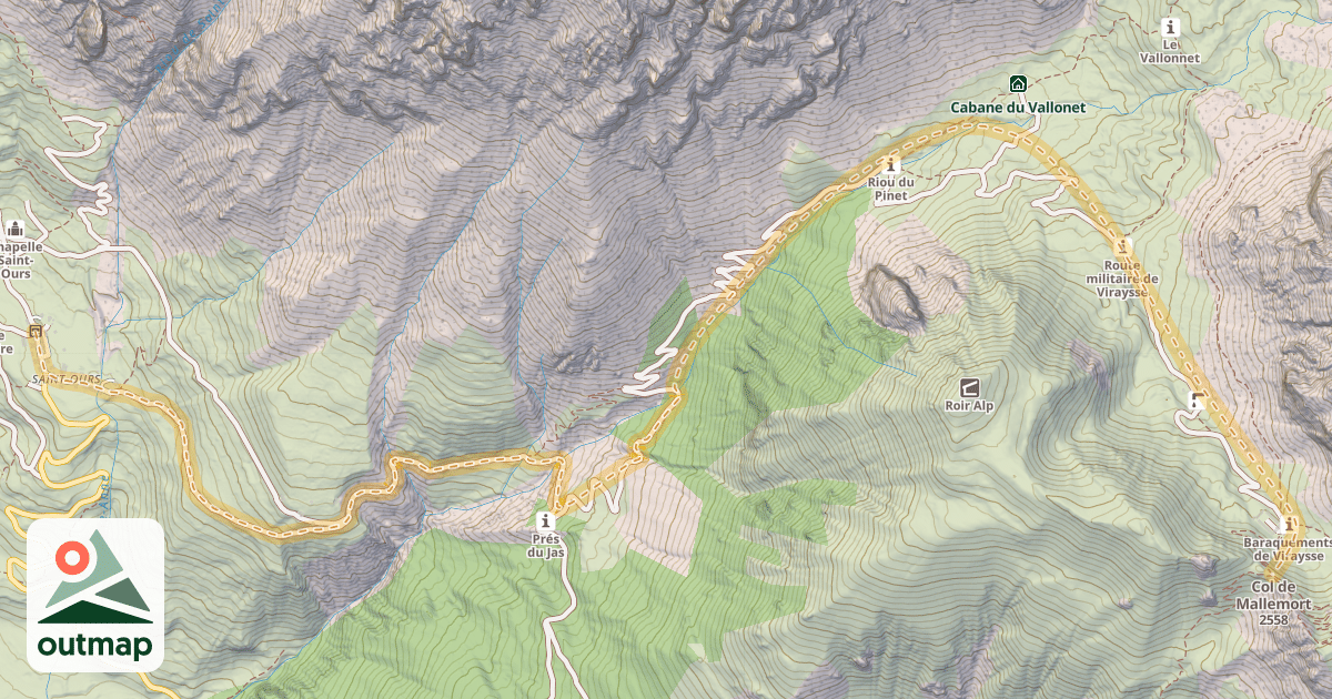 Map of Col de Mallemort — Saint Ours
