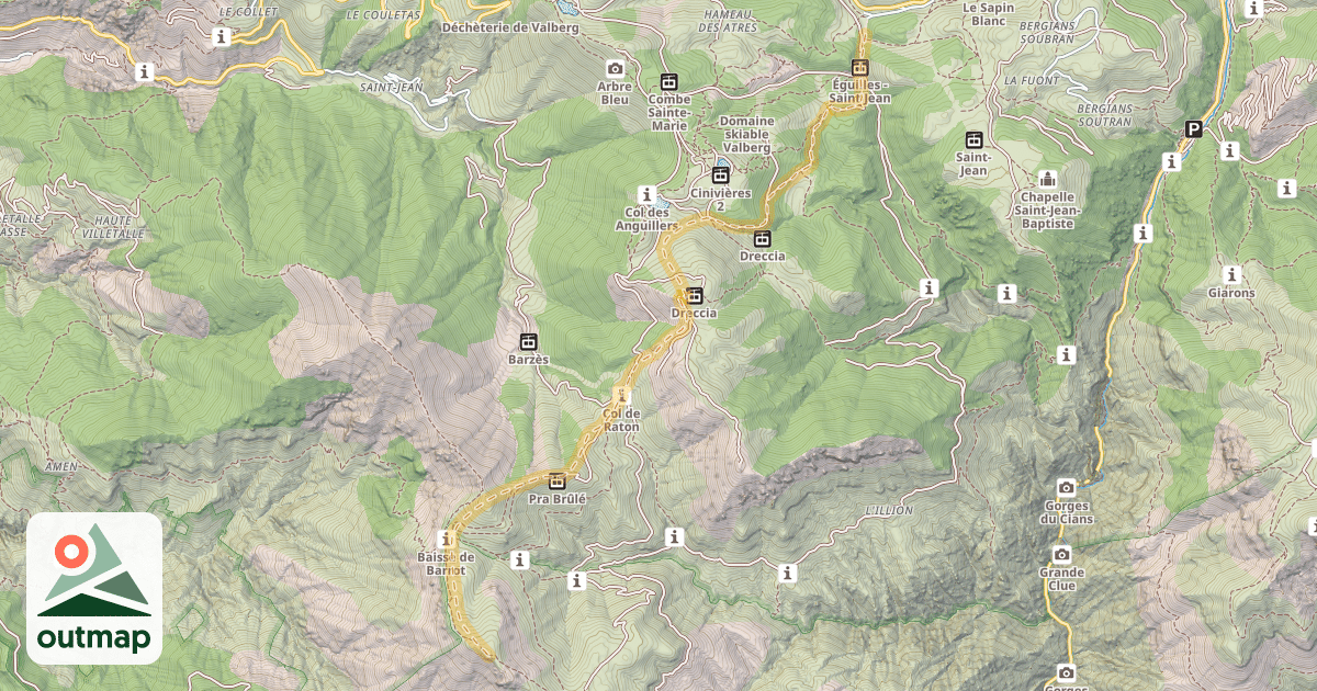 Map of Dôme de Barrot — Parking de la Rouya