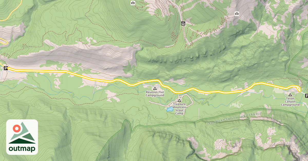 Map of Teton Canyon Road