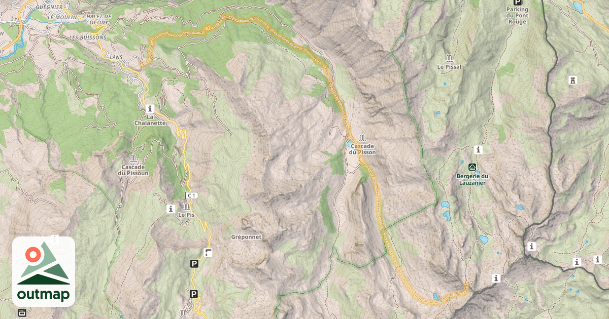 Map of Pas de la Petite Cavale — Hameau de Lans