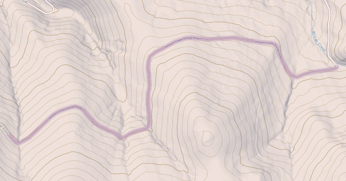 Map preview of Wilson Creek Divide Road