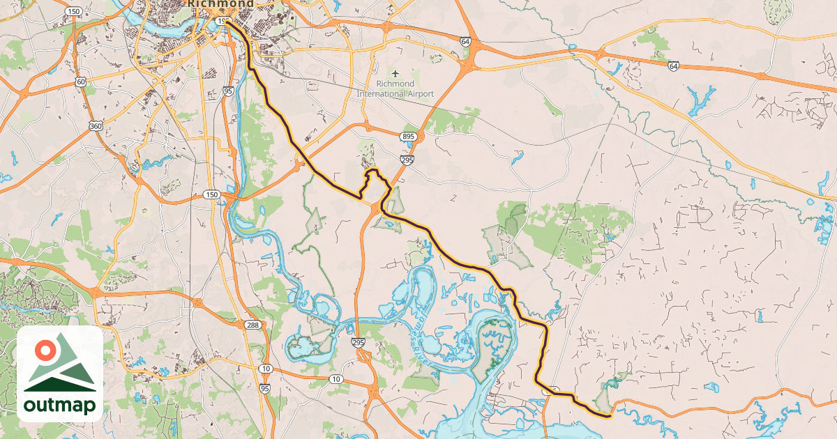 Map of Virginia Capital Trail