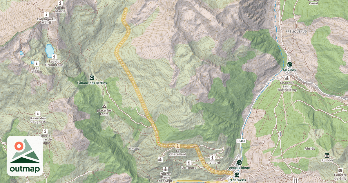 Map of Col du Malrif — Abriès