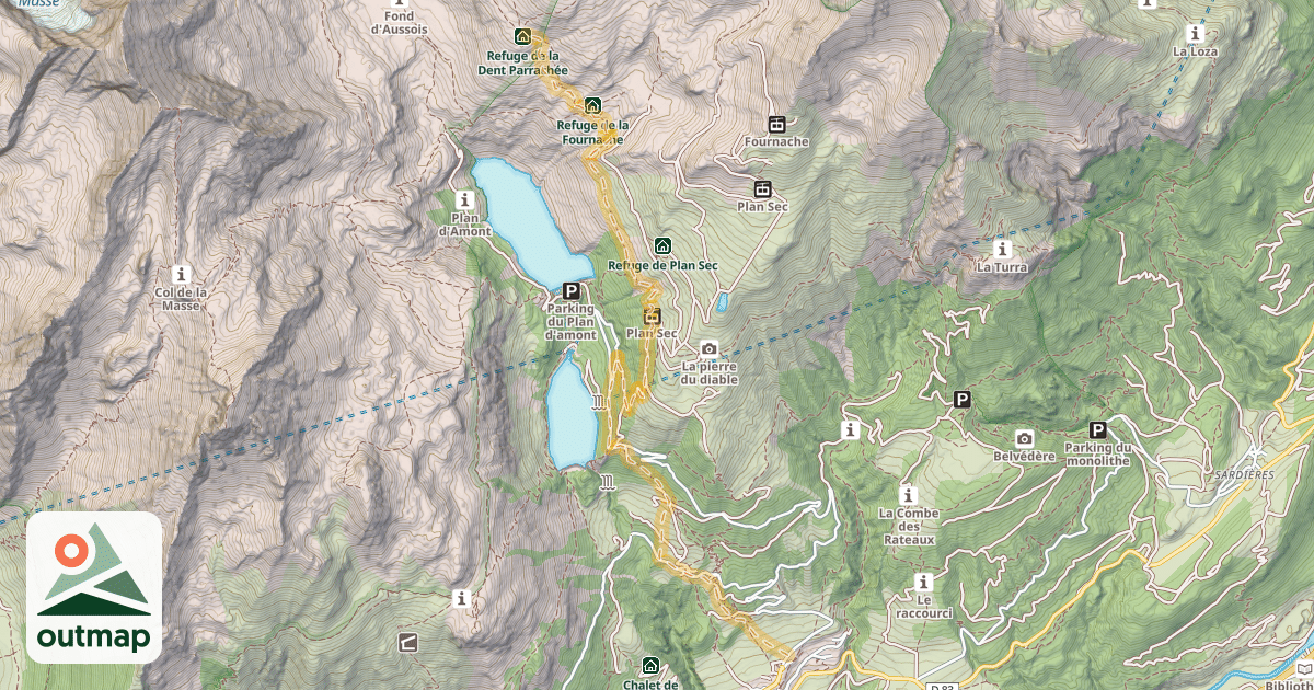 Map of Refuge de la Dent Parachée — Aussois