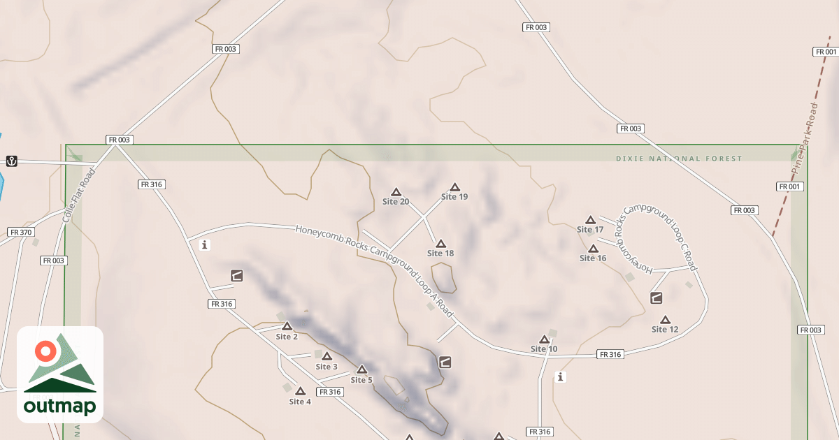 Map of HONEYCOMB ROCKS CG LOOP B