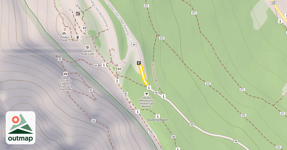 Map of Sandia Crest Lower Parking