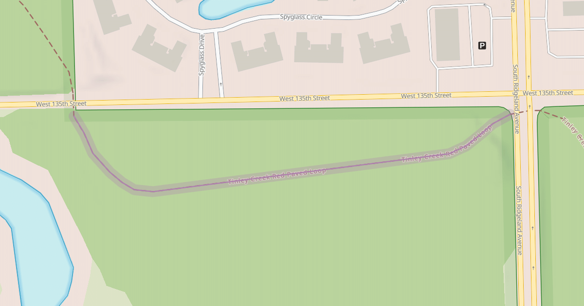 Map preview of Tinley Creek Red Paved Loop