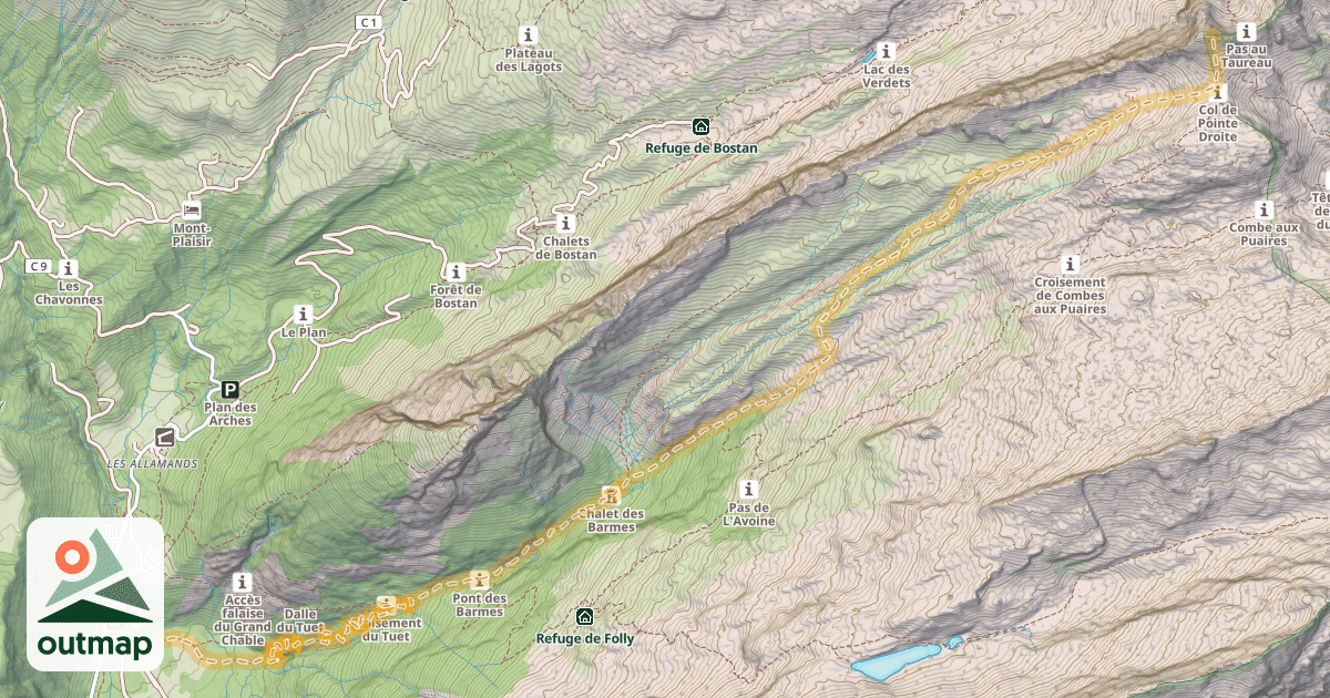 Map of Corne au Taureau — Pied-du-Crêt
