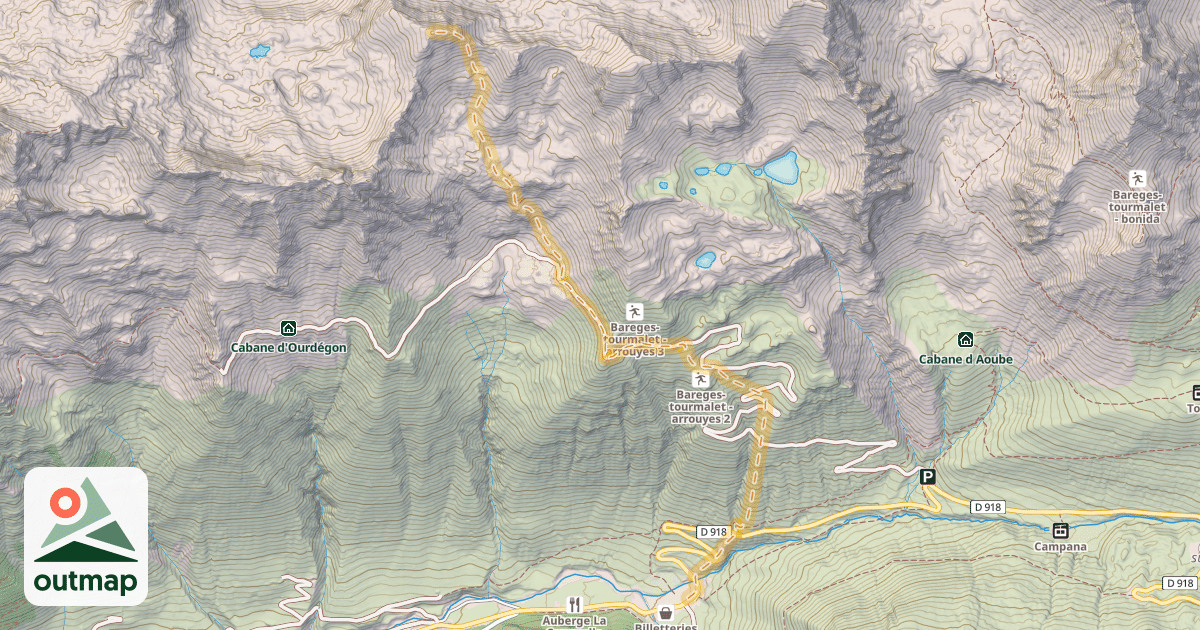 Map of Soum de Moutarra — Parking d'Aoube
