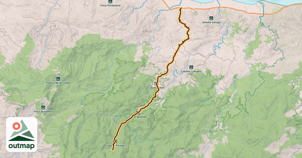Map of Ciudad Perdida Trek in Magdalena