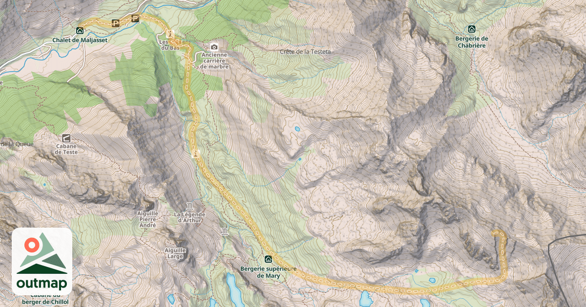 Map of Dent de Maniglia — Maljasset